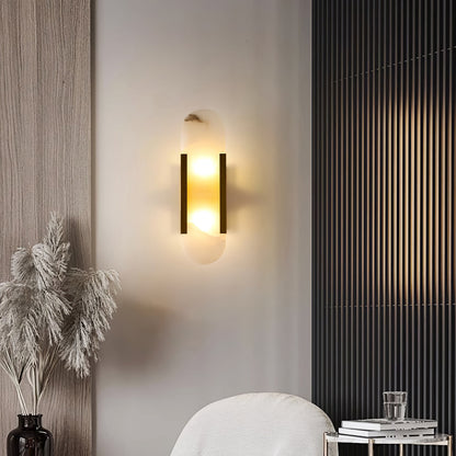 Oblong Alabaster Wall Sconce, Soft Ambient Light