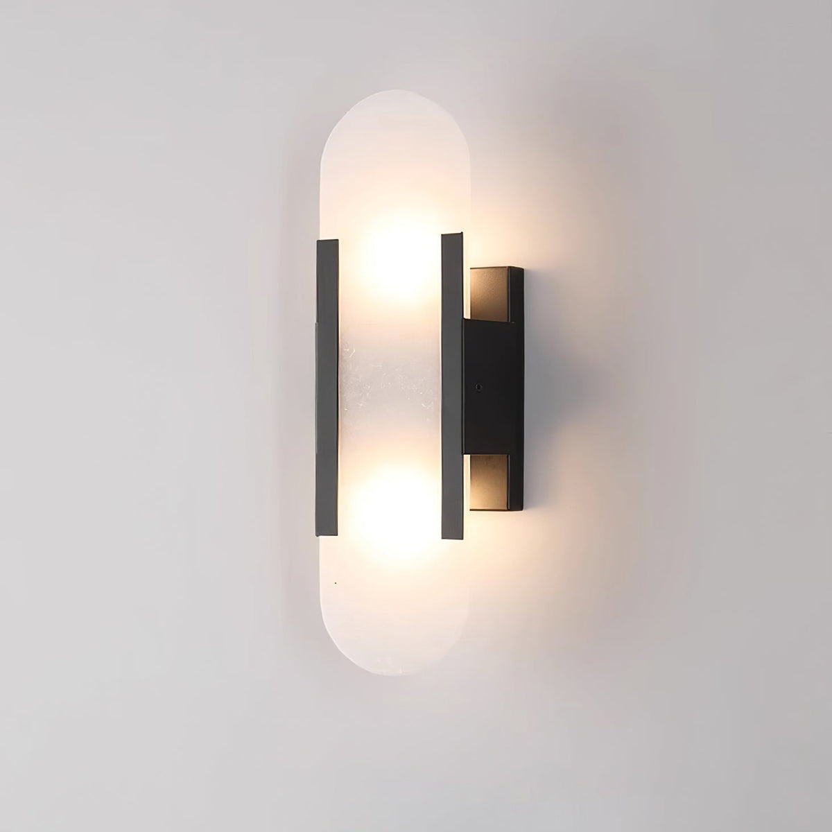 Oblong Alabaster Wall Sconce, Soft Ambient Light — side view