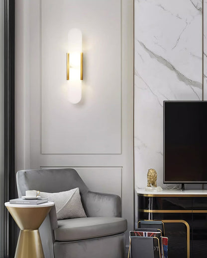Oblong Alabaster Wall Sconce, Soft Ambient Light