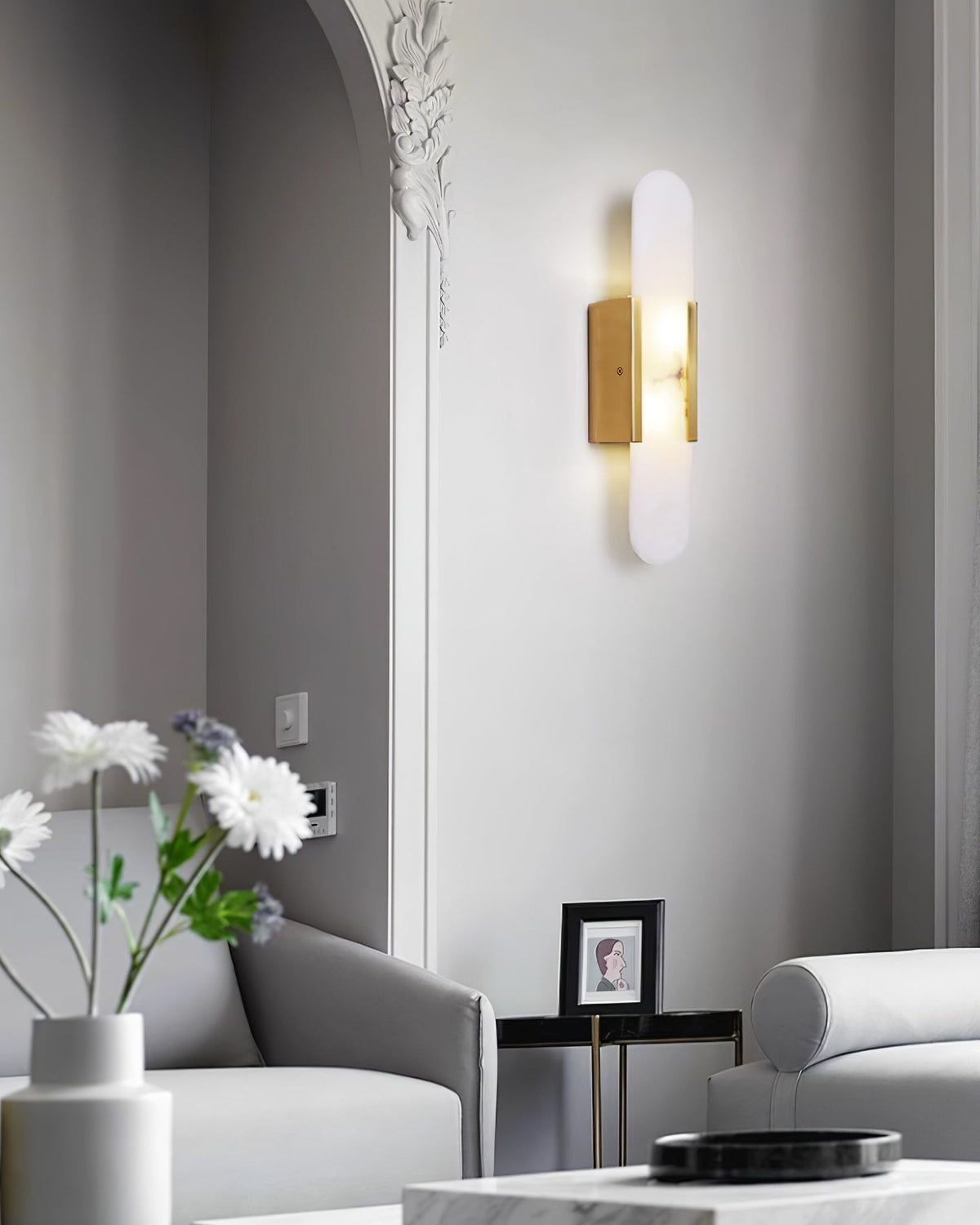 Oblong Alabaster Wall Sconce, Soft Ambient Light