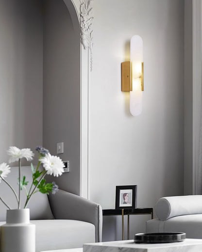 Oblong Alabaster Wall Sconce, Soft Ambient Light