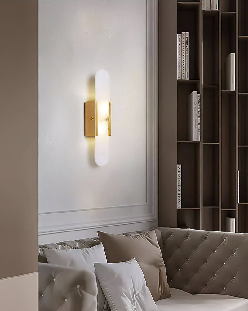 Oblong Alabaster Wall Sconce, Soft Ambient Light