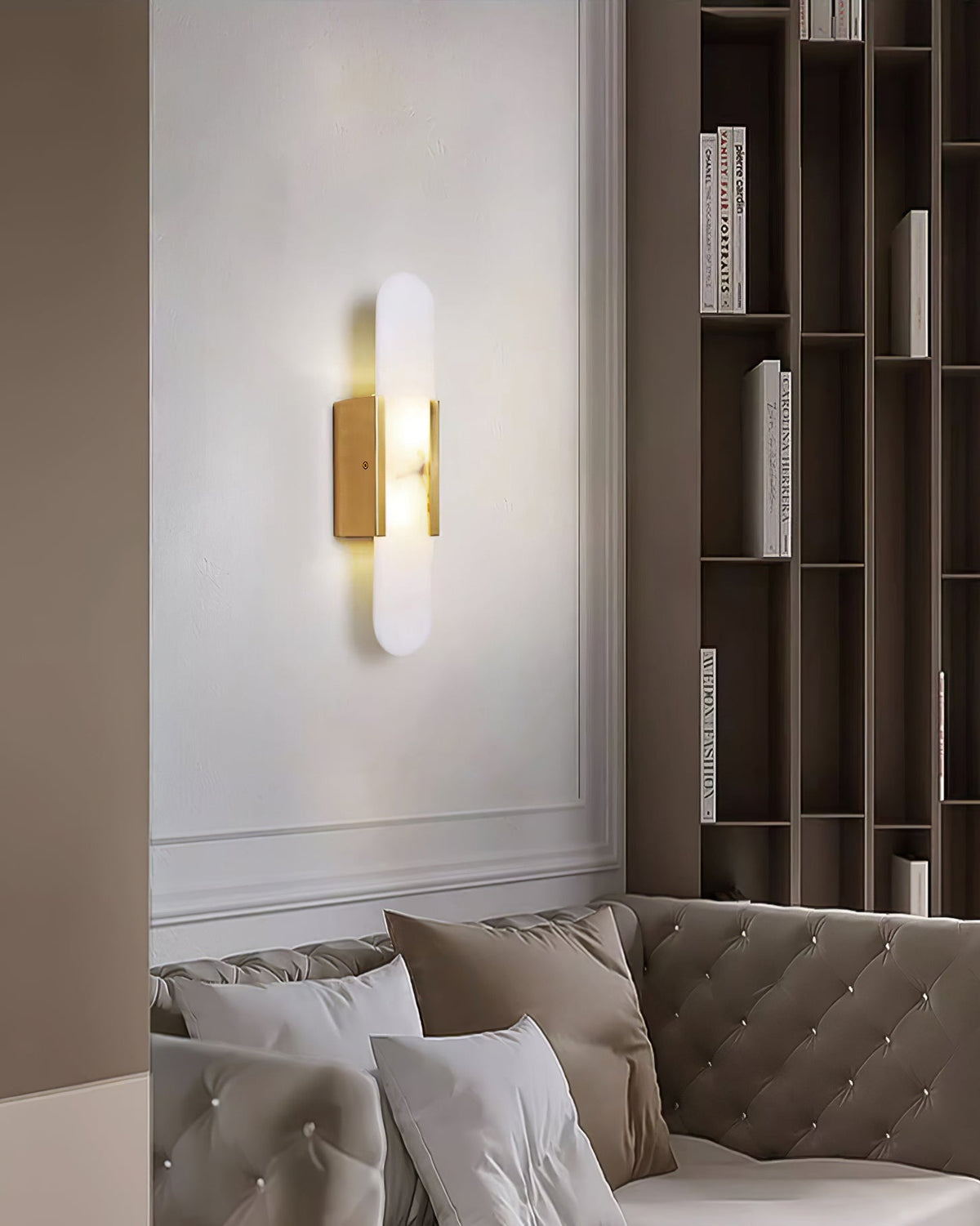 Oblong Alabaster Wall Sconce, Soft Ambient Light