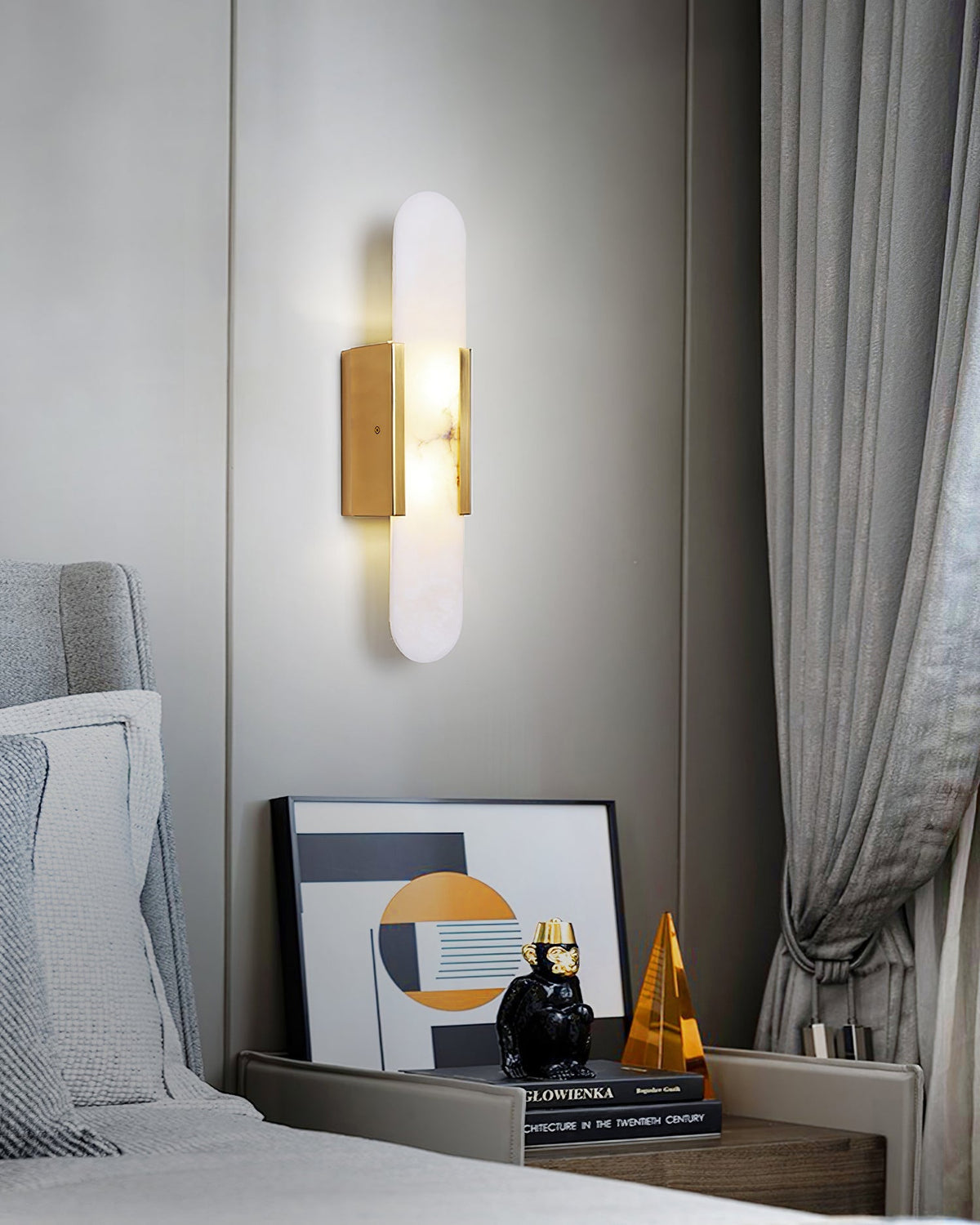 Oblong Alabaster Wall Sconce, Soft Ambient Light