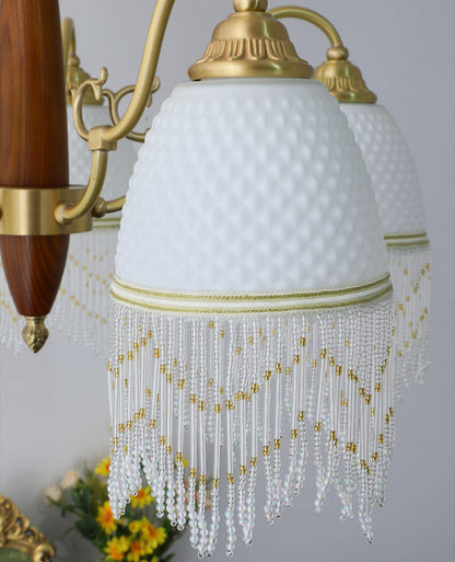 Mesh Tassel Glass Chandelier with Adjustable Height