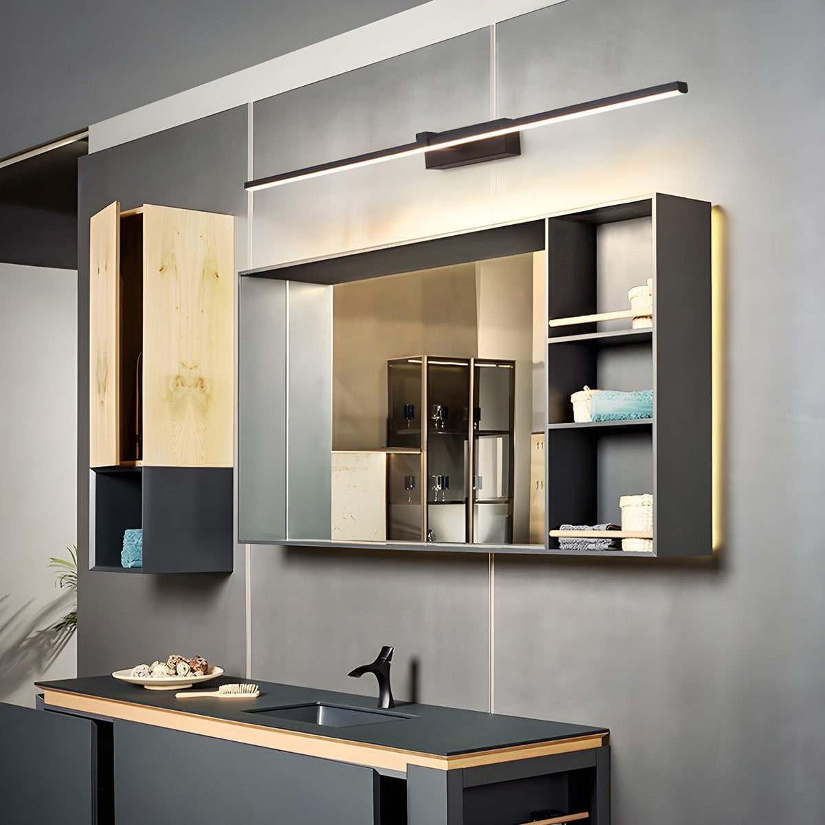 Metal Linear Mirror Wall Light, Dimmable LED