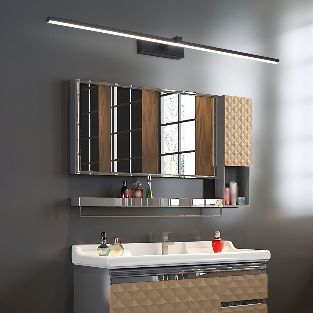 Metal Linear Mirror Wall Light, Dimmable LED