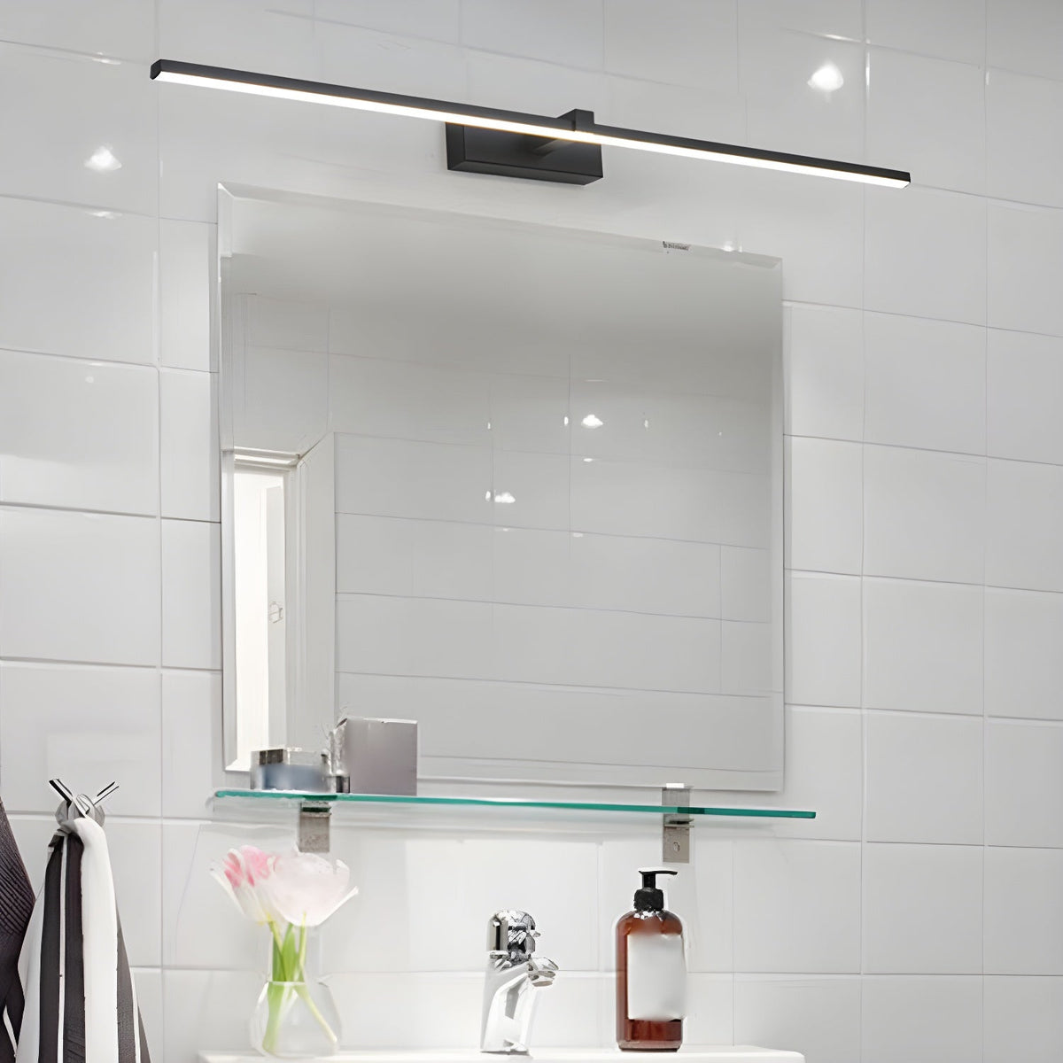 Metal Linear Mirror Wall Light, Dimmable LED