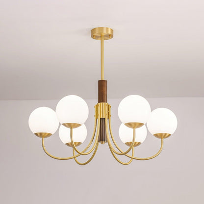 Midas Touch Walnut Sphere Chandelier with Adjustable Height — side view