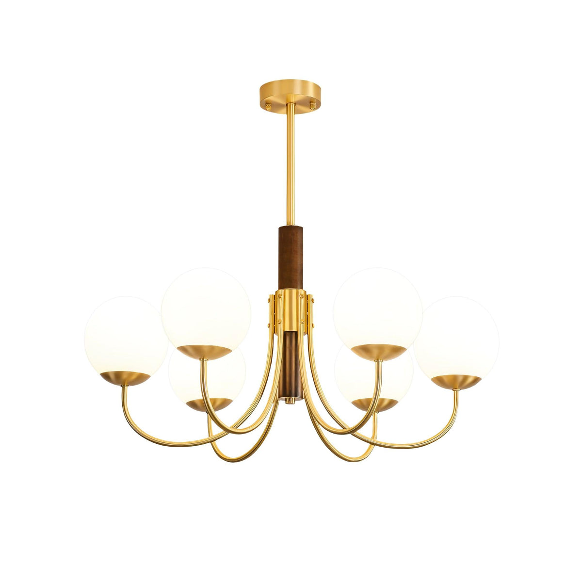 Midas Touch Walnut Sphere Chandelier with Adjustable Height