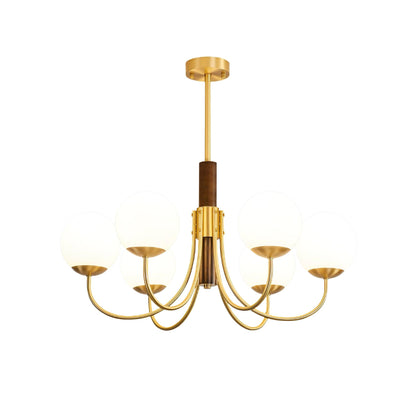 Midas Touch Walnut Sphere Chandelier with Adjustable Height