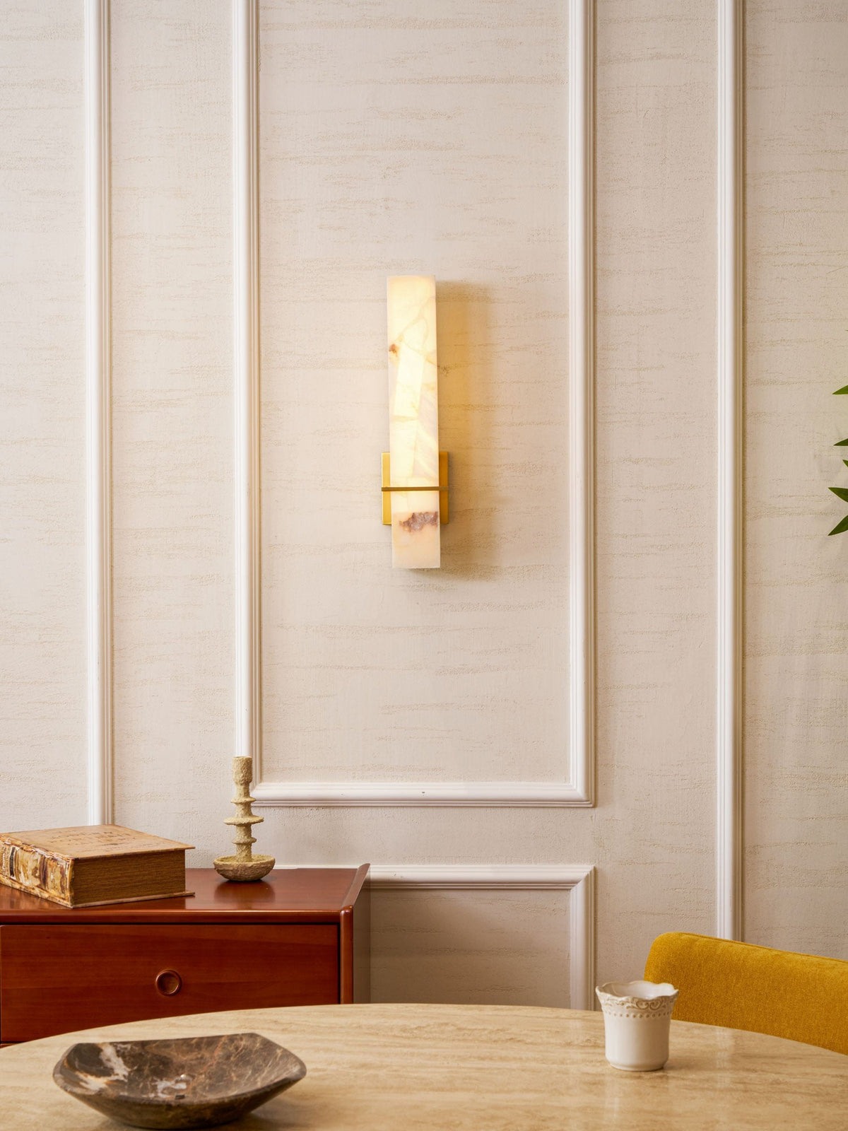 Alabaster Wall Sconce with Adjustable Brightness