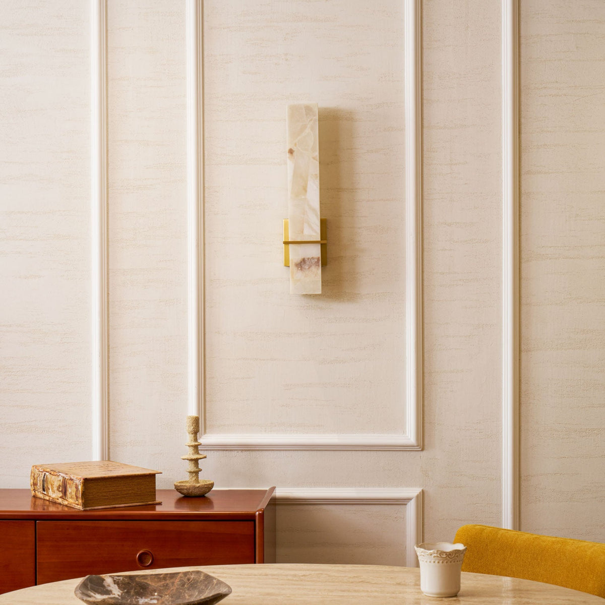 Alabaster Wall Sconce with Adjustable Brightness