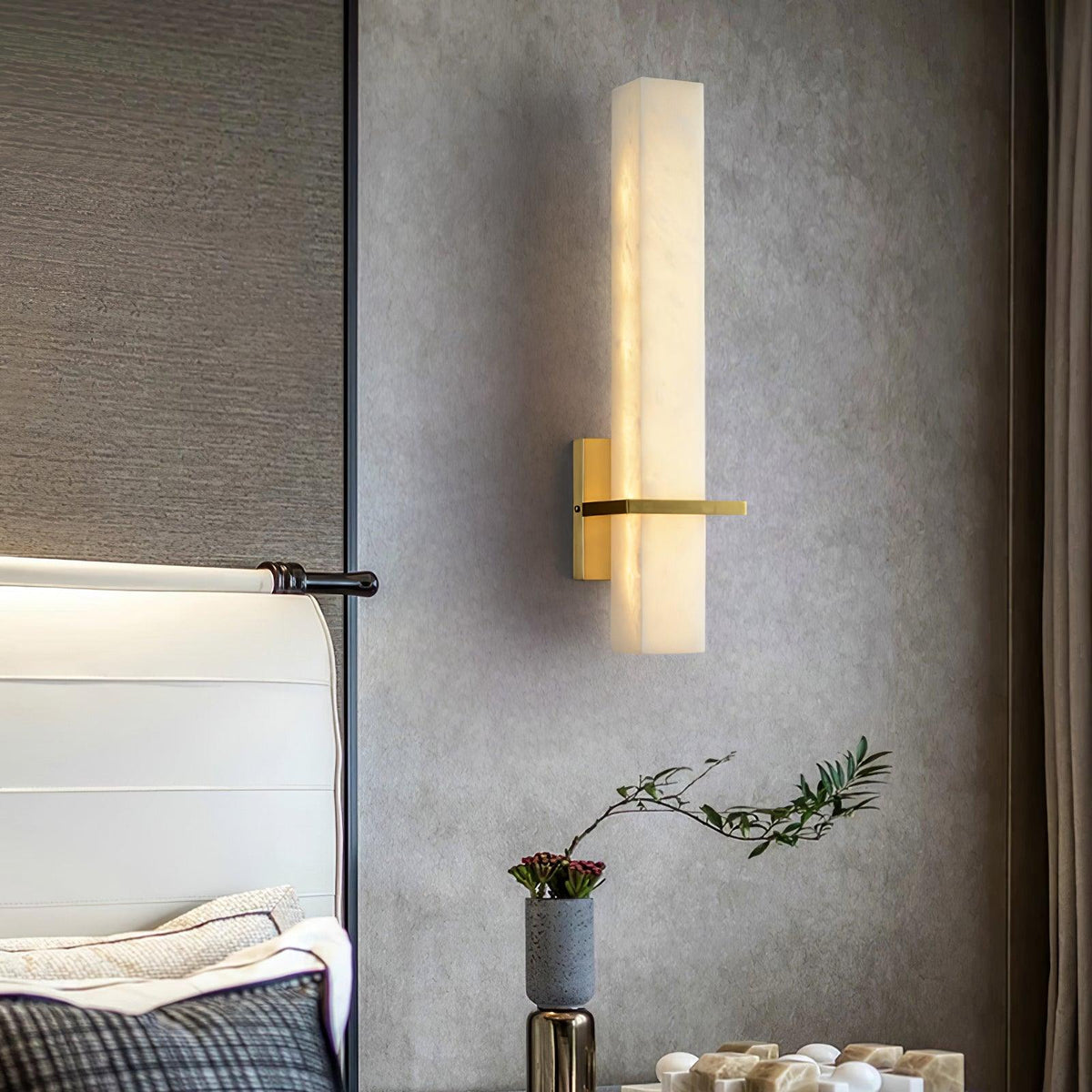 Alabaster Wall Sconce with Adjustable Brightness