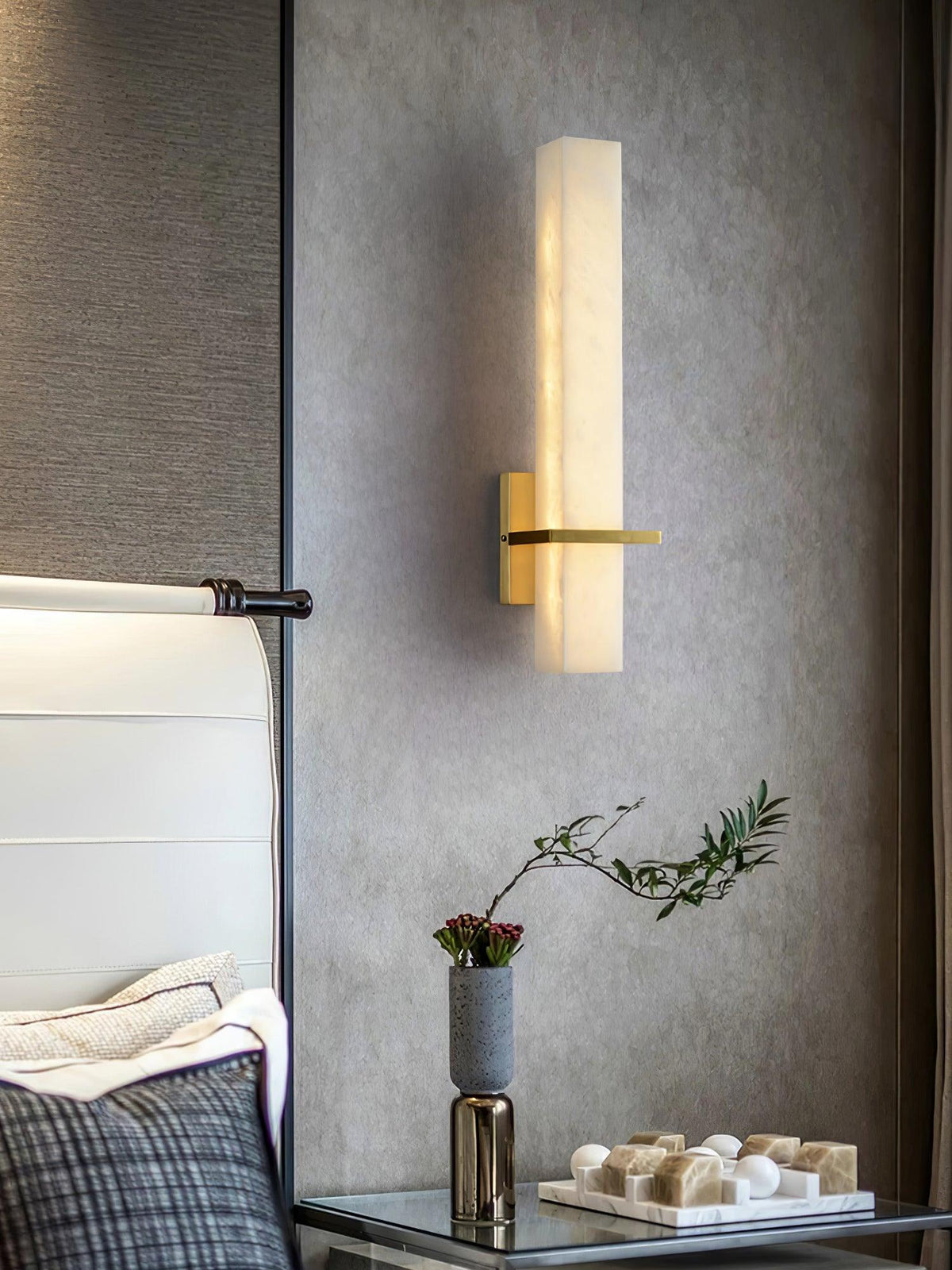 Alabaster Wall Sconce with Adjustable Brightness