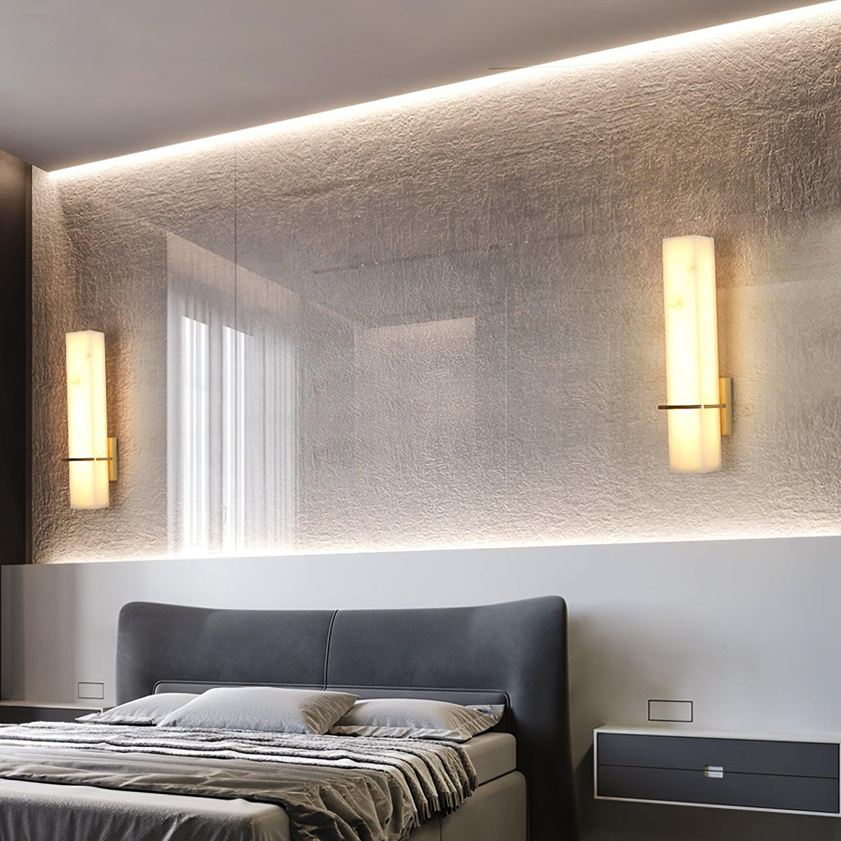 Alabaster Wall Sconce with Adjustable Brightness