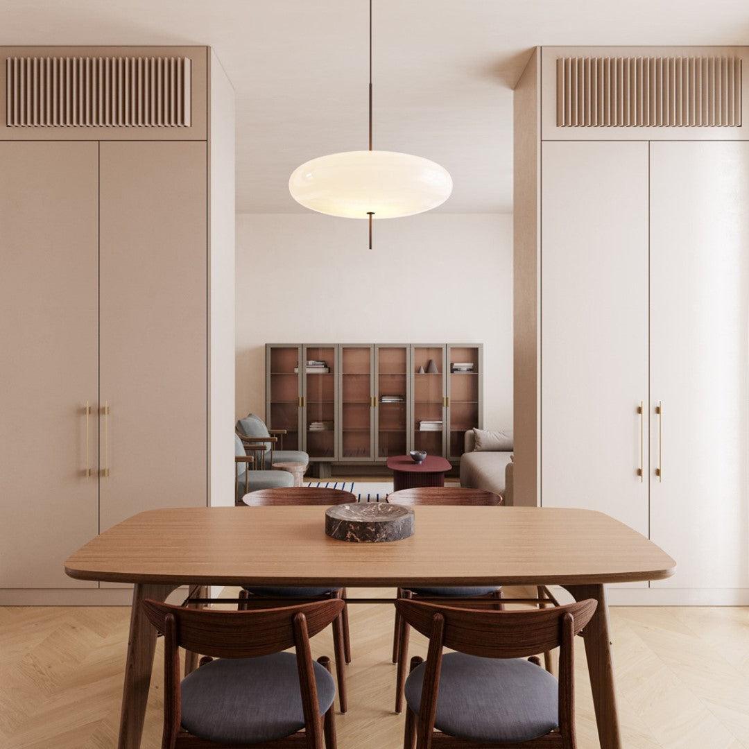 Opal Disc Suspension Lamp, Soft Ambient Light — alternate angle