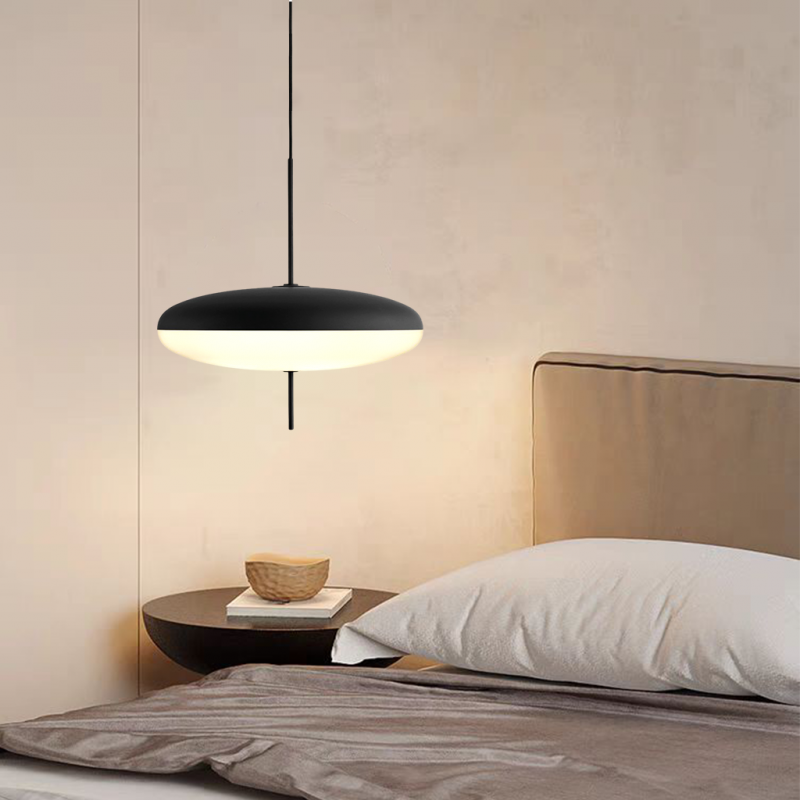 Opal Disc Suspension Lamp, Soft Ambient Light — front view