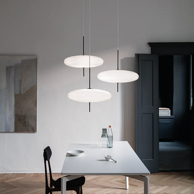 Opal Disc Suspension Lamp, Soft Ambient Light — side view
