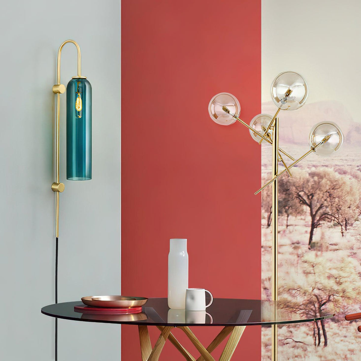 Sleek Glass Plug-In Wall Lamp, 7 Glass Colors