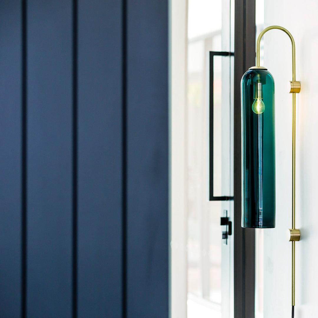 Sleek Glass Plug-In Wall Lamp, 7 Glass Colors