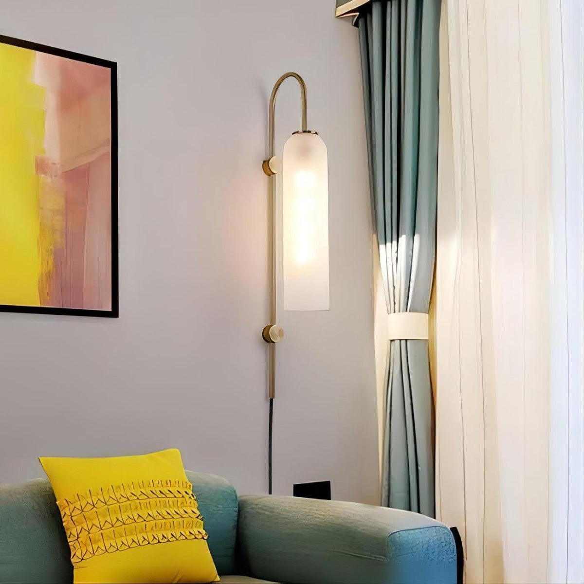 Sleek Glass Plug-In Wall Lamp, 7 Glass Colors
