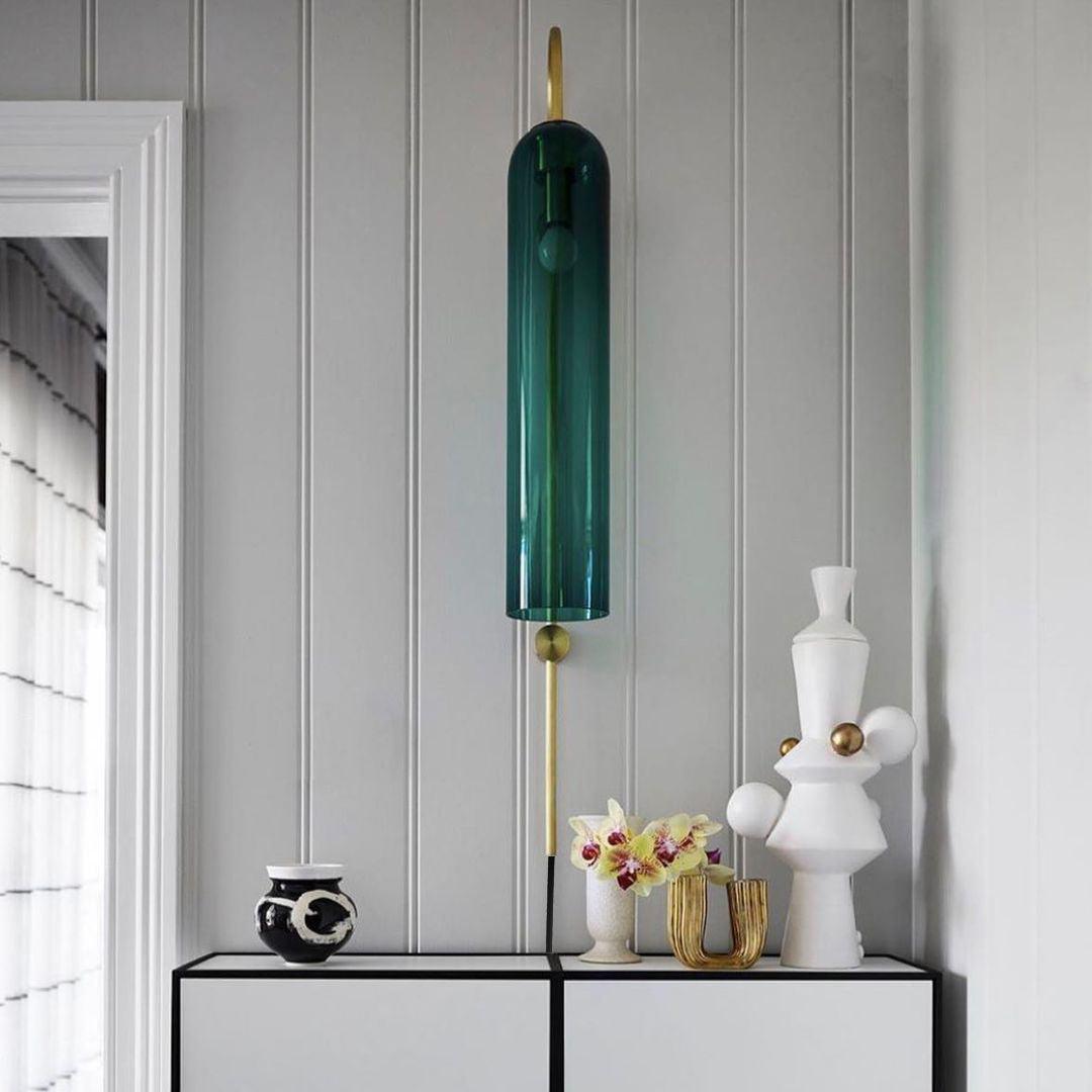 Sleek Glass Plug-In Wall Lamp, 7 Glass Colors