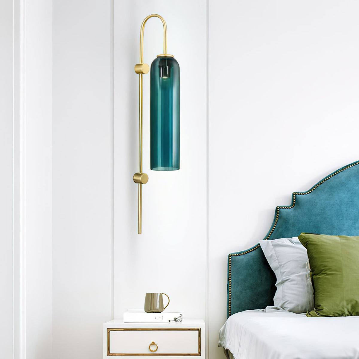 Sleek Glass Wall Lamp, 7 Glass Colors — front view