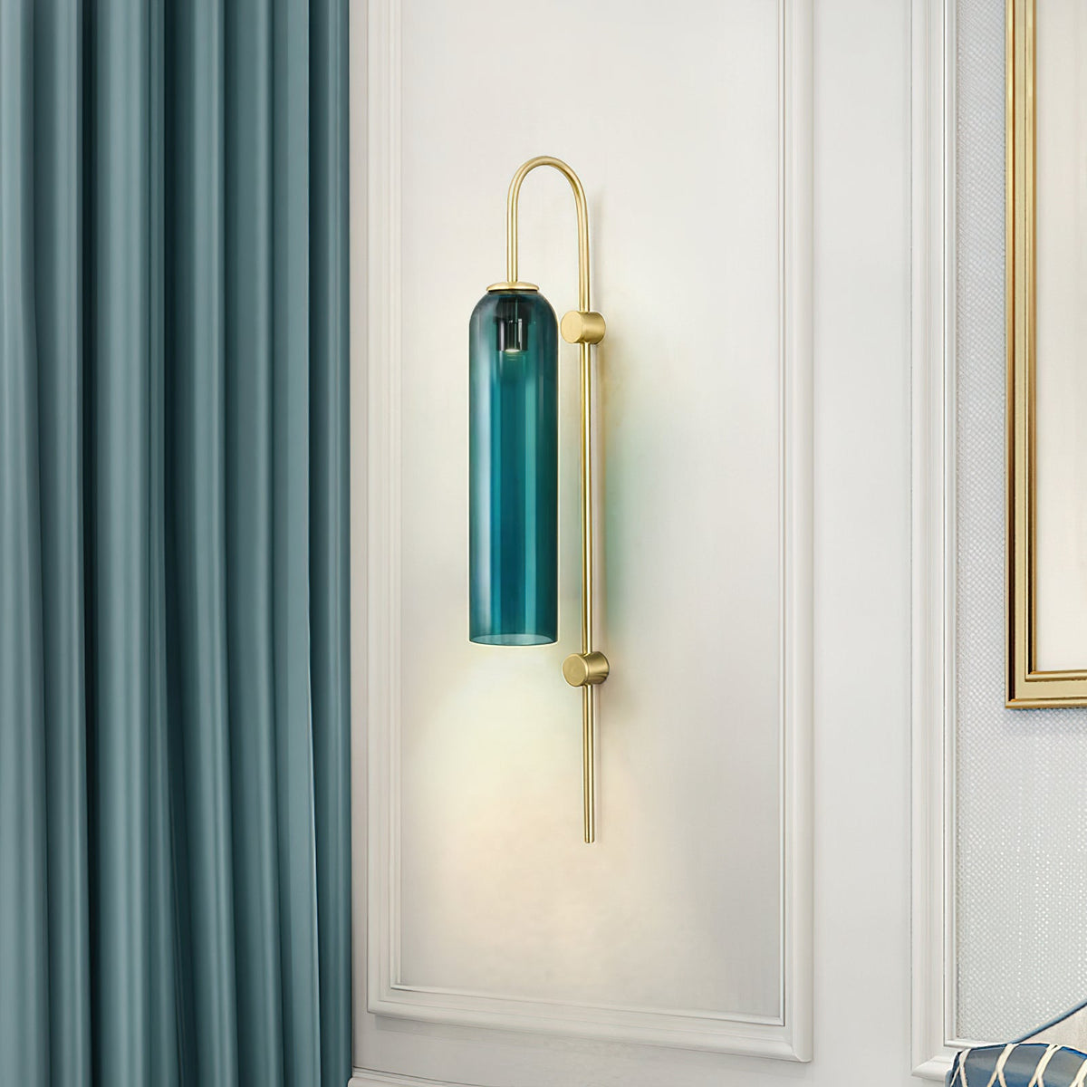 Sleek Glass Wall Lamp, 7 Glass Colors — detail view