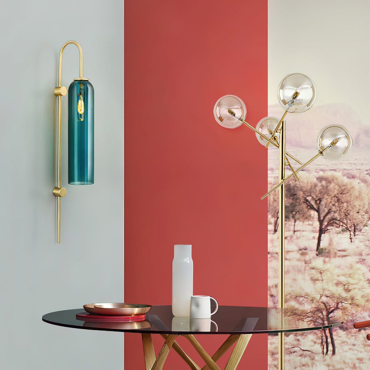 Sleek Glass Wall Lamp, 7 Glass Colors