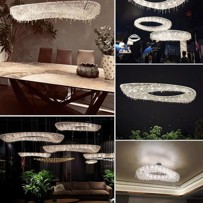 Round Crystal Chandelier, Dimmable LED
