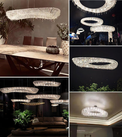 Round Crystal Chandelier, Dimmable LED