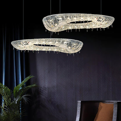 Round Crystal Chandelier, Dimmable LED