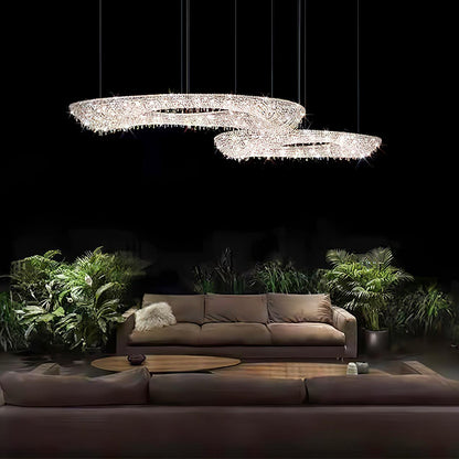 Round Crystal Chandelier, Dimmable LED