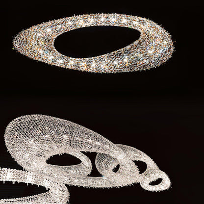Round Crystal Chandelier, Dimmable LED