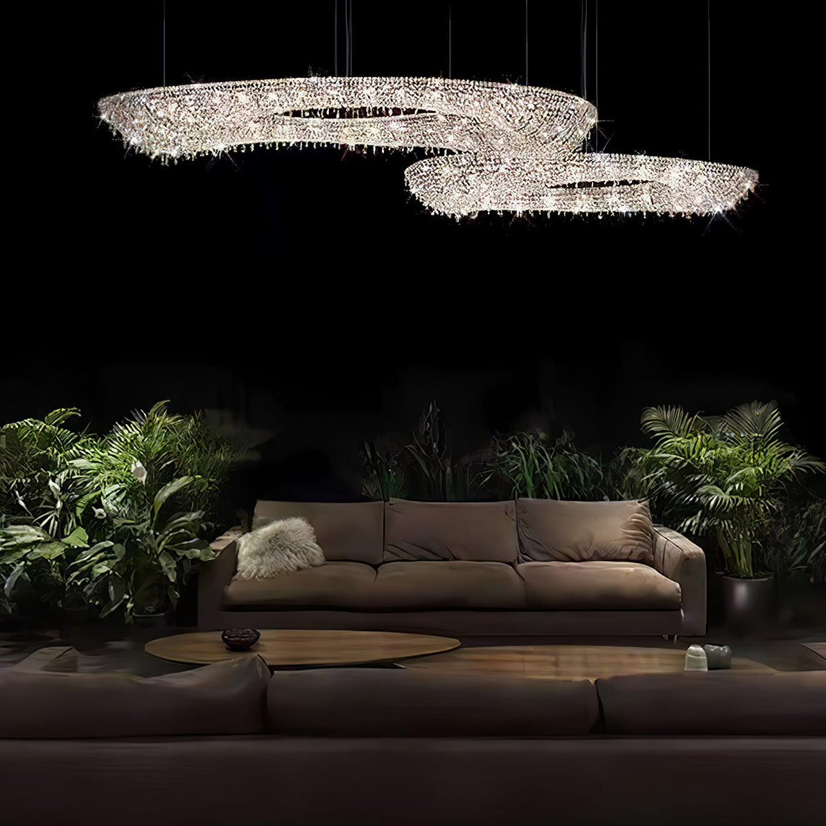 Round Crystal Chandelier, Dimmable LED