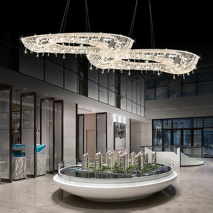 Round Crystal Chandelier, Dimmable LED