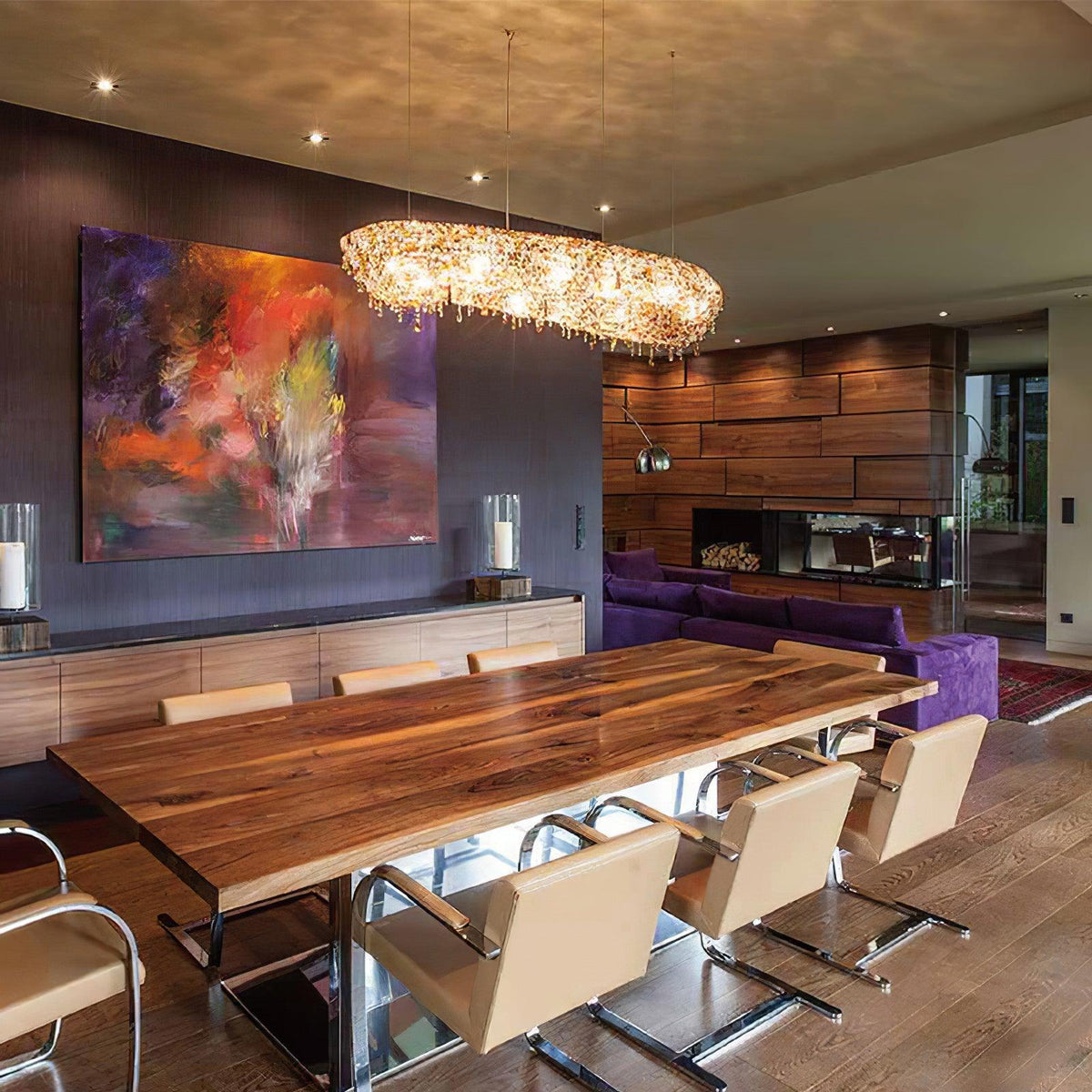Round Crystal Chandelier, Dimmable LED