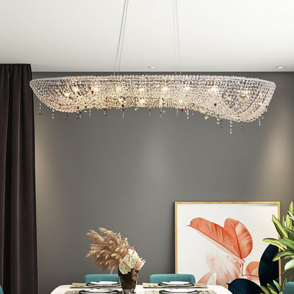 Round Crystal Chandelier, Dimmable LED — front view