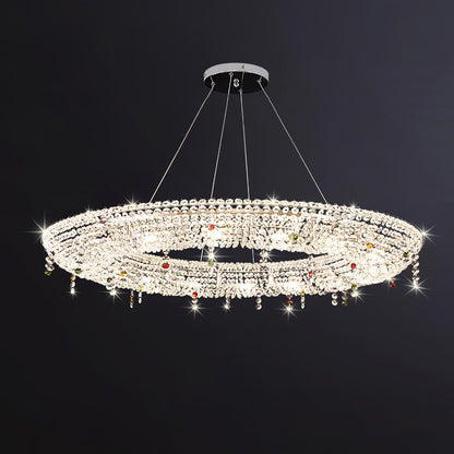 Round Crystal Chandelier, Dimmable LED