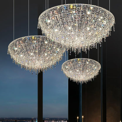 Round Crystal Chandelier, Dimmable LED