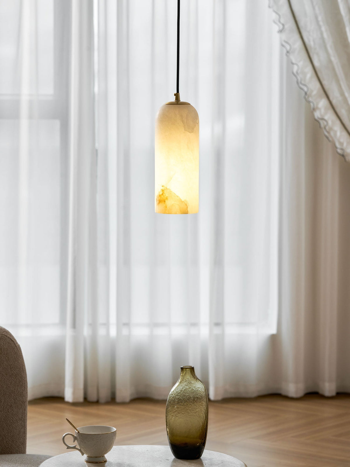 Alabaster Pendant Light with Adjustable Configuration — lifestyle view