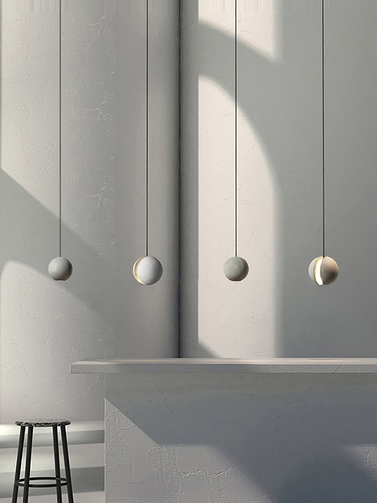 Moon Concrete Pendant Lamp with LED Compatibility — alternate angle