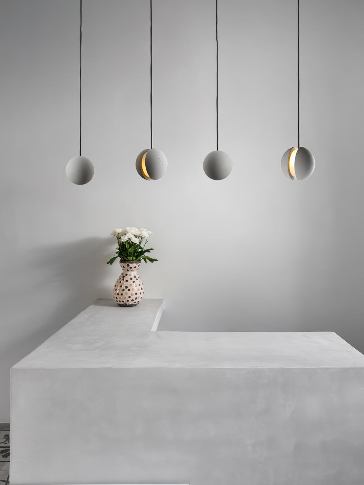 Moon Concrete Pendant Lamp with LED Compatibility — lifestyle view