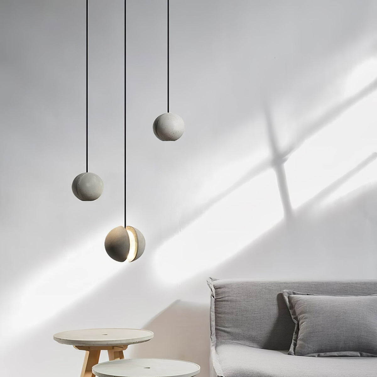 Moon Concrete Pendant Lamp with LED Compatibility — detail view