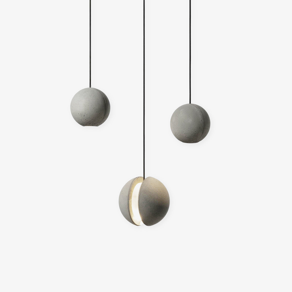 Moon Concrete Pendant Lamp with LED Compatibility — front view