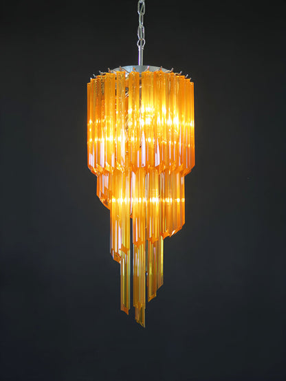 Spiral Prism Glass Chandelier with Adjustable Height