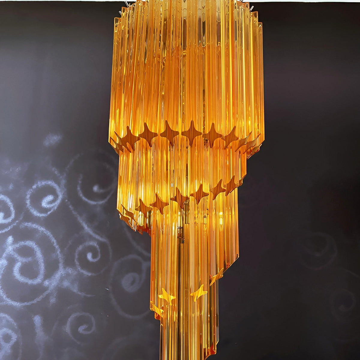 Spiral Prism Glass Chandelier with Adjustable Height