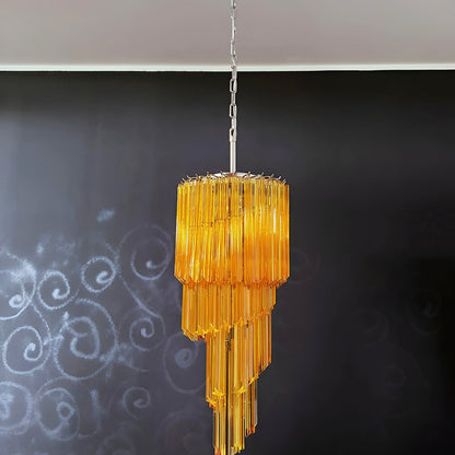 Spiral Prism Glass Chandelier with Adjustable Height