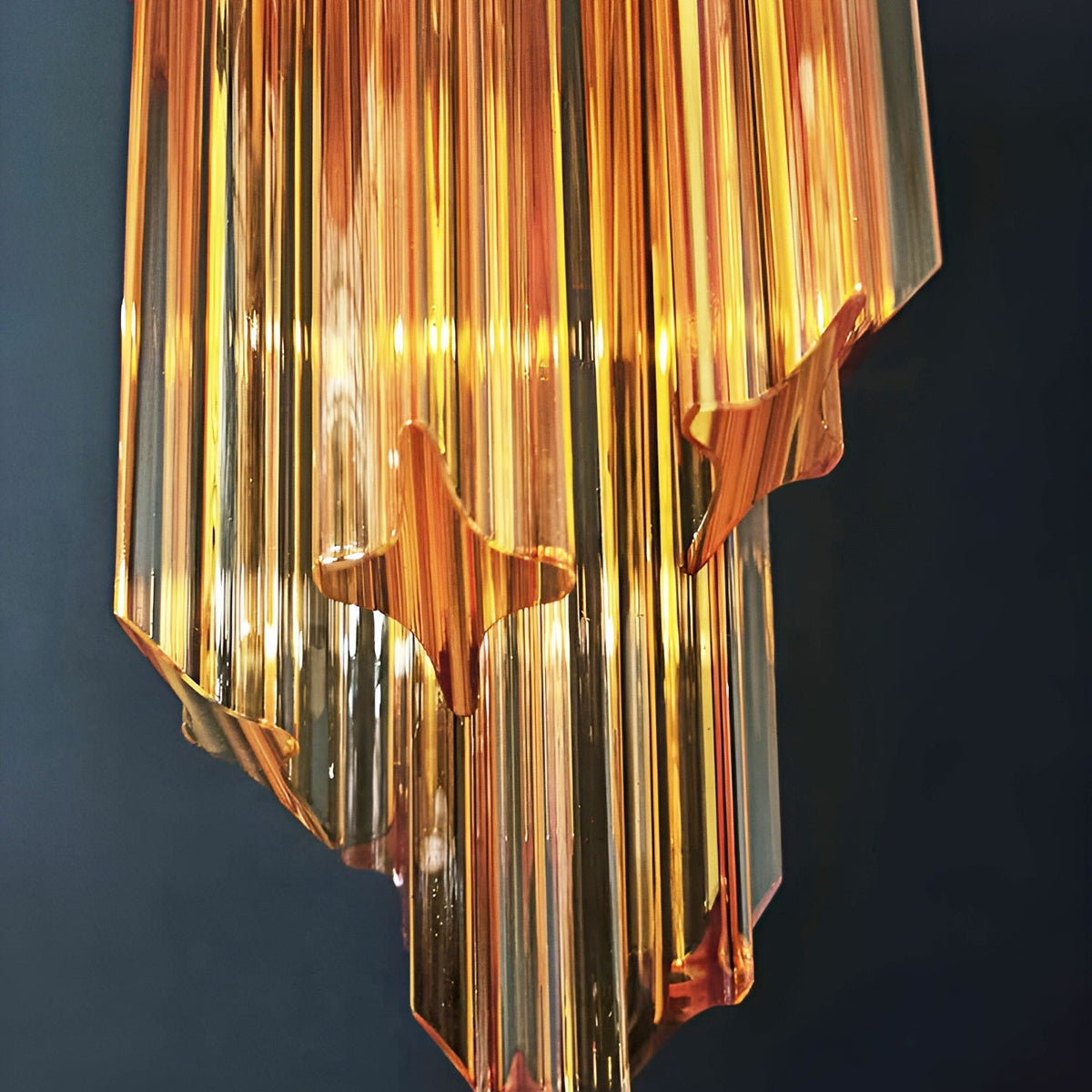 Spiral Prism Glass Chandelier with Adjustable Height